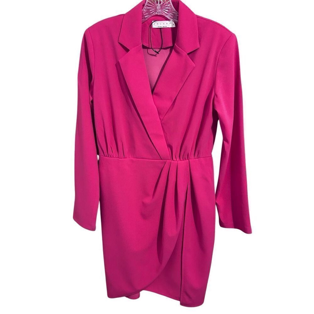 EXLURA Hot Pink Blazer Dress Women's Size S Long Sleeve Barbiecore NEW